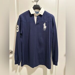 Ralph Lauren Vintage Men's Polo Rugby Shirt, Long Sleeve, Big Pony 3, Medium